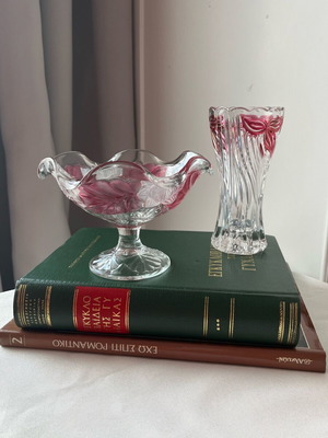 Vintage κρυστάλλινα Anna Hütte βάζο και μπολ σαν καινούργια