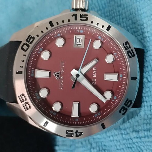 ADORA Nautic Men's Pro Diver Watch, Deep Red, 20 ATM