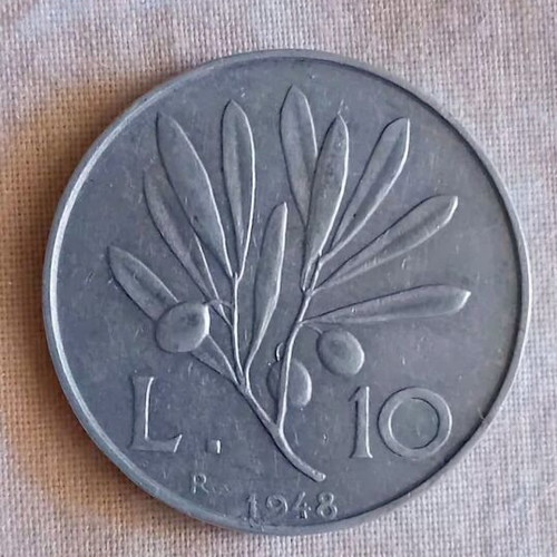 Italy 10 Lire 1948 coin used key date
