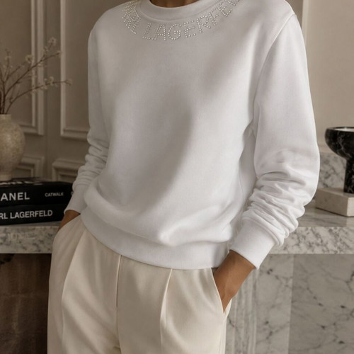 Karl Lagerfeld white sweatshirt with strass logo like new – Small/M