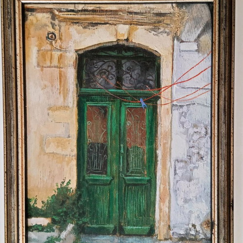 Painting Beside Ag-Nic Cloister, Chania by Tiffany Riley 2007 like new