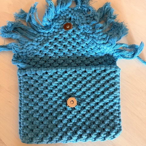 Handmade knitted handbag new, blue