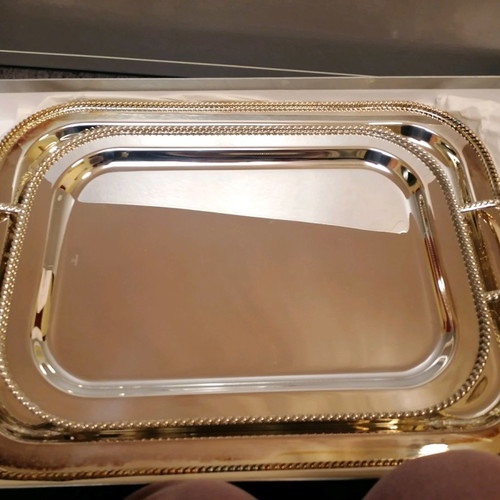 Set of 2 silver-plated serving trays new Costa Boda Papilon