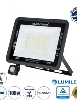 GloboStar AURORA 61443 Professional LED Floodlight 100W 12500lm with Motion Sensor
