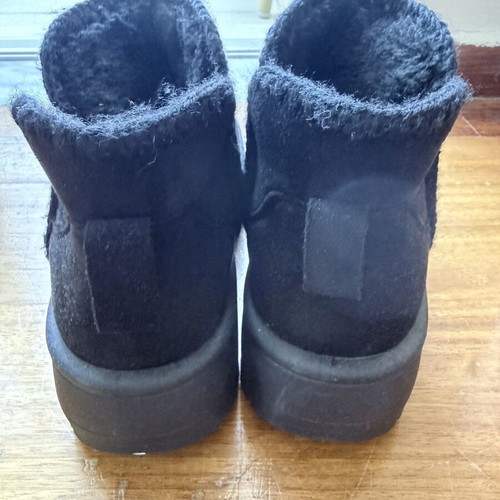 Black short boots like new, sizes 40/41, fur-lined