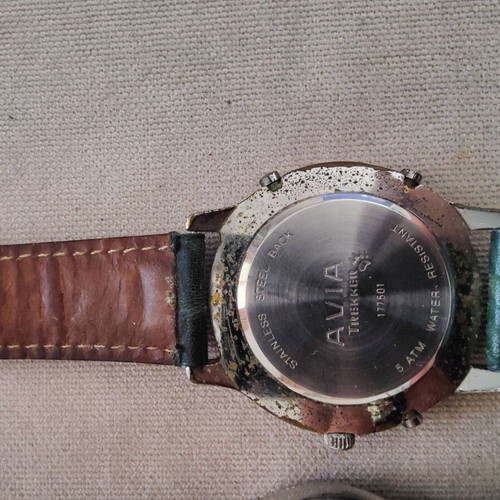 Men's Watches Adidas and Avia Trekker used, leather straps, battery needed