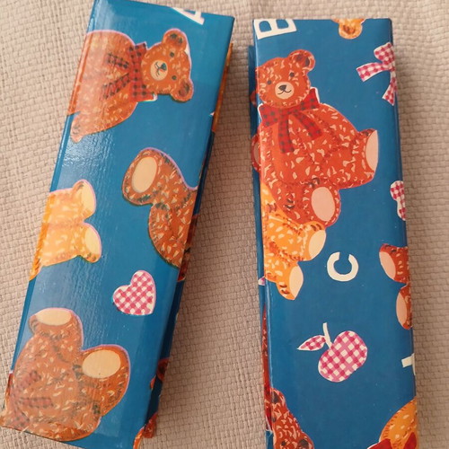 Vintage Teddy Bear Pencil Case with 10 Matching Pencils