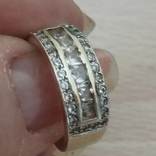 14k yellow gold wide stone ring