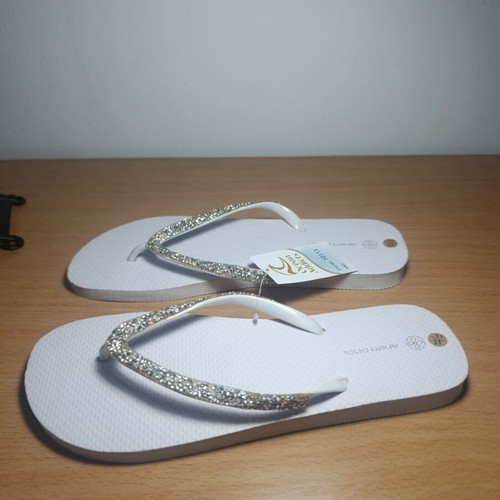 Infinity Cross flip flops with rhinestones, size 41/42