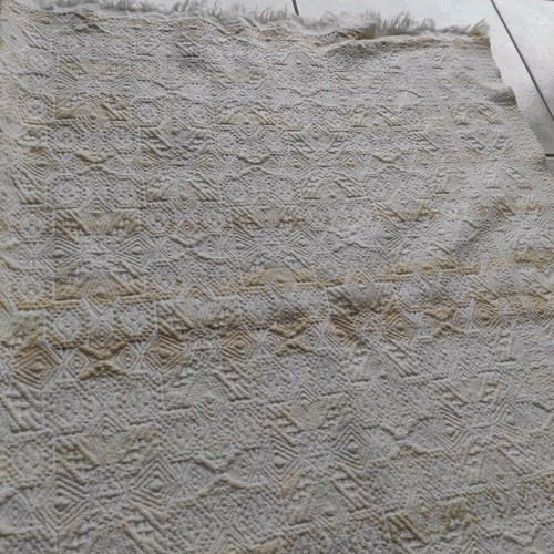 Vintage wool blanket caramel color loom used