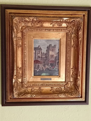 Πίνακας Βενετία Ιταλία μεταχειρισμένος, 46x41 εκ, ξύλινη κορνίζα