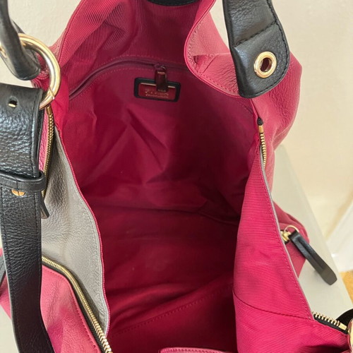 Furla crossbody bag gray and pink like new with light metal marks