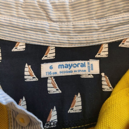 Mayoral boys' shirt like new, size 116 cm, yellow