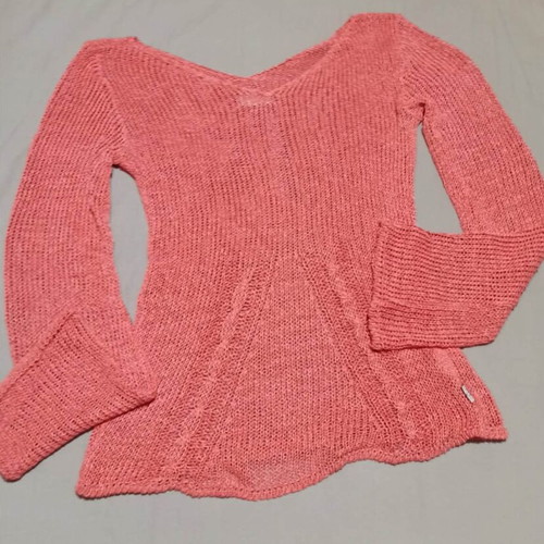 Knitted summer sweater coral color size S like new