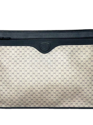 Винтидж Gucci Nano G ръчна чанта плик в сиво и синьо, употребявана