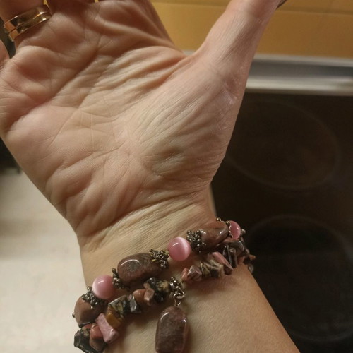 Beaded bracelets used, set of 2 dusty pink