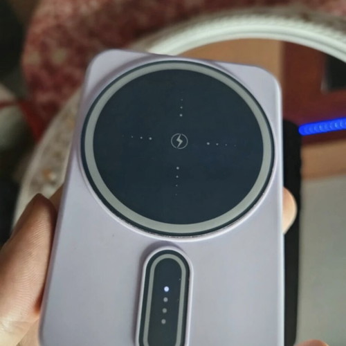 Purple Magnetic Power Bank with Wireless Charging