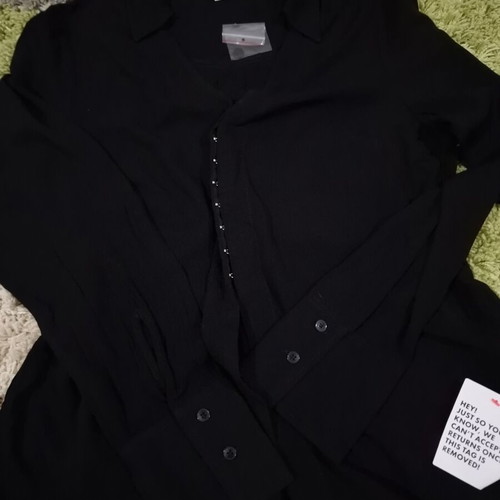 Topshop black textured blouse size L new with tag