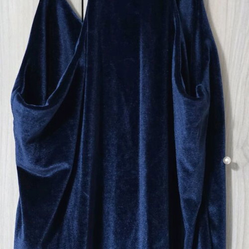 Velvet blouse with pearls new, blue