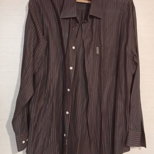 Armani Jeans men's shirt used, striped brown and black, size XL