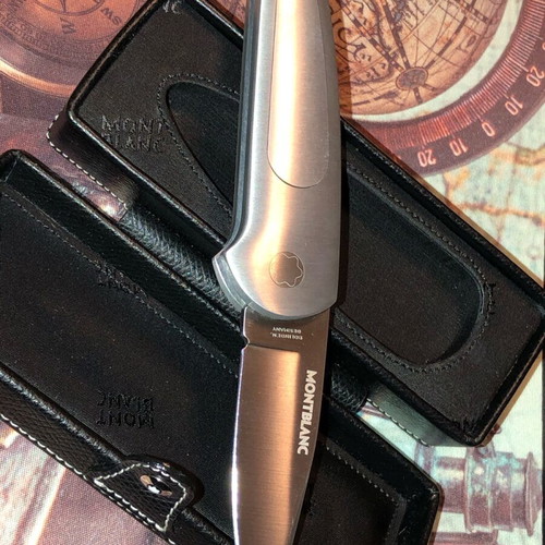 Mont Blanc Top Lock folding knife like new with leather carrying case