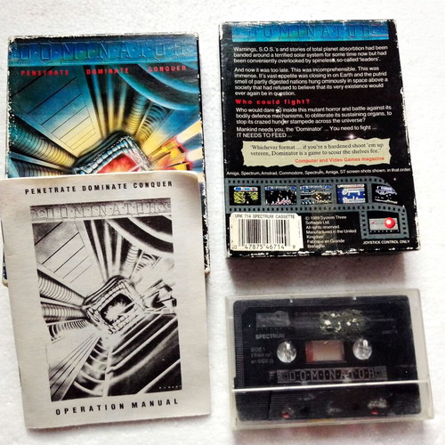 Dominator vintage Spectrum cassette game used with manual System Three 1989
