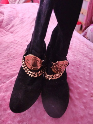 Roberto Cavalli black leather boots like new