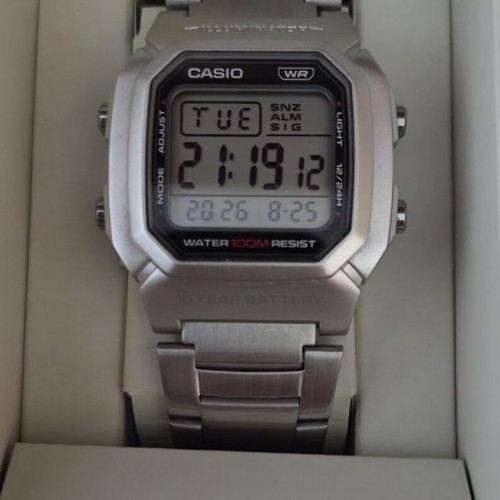 Casio W-800HD-1AV watch with stainless steel bracelet