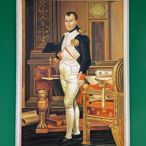 Napoleon oil painting artwork with gold frame
