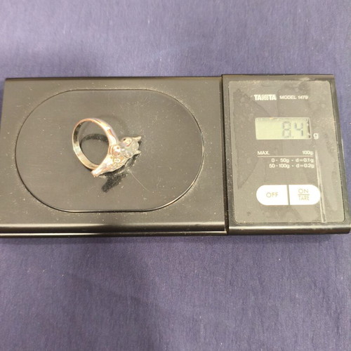 Unisex Silver Ring with 4 Diamonds Like New