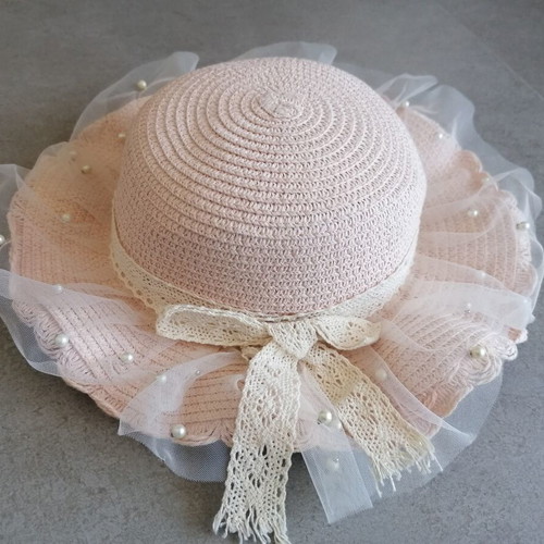 Children's hat like new with beads beige size 52