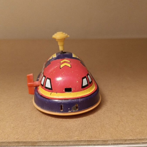 Tin Greek toy used, wind-up, not working