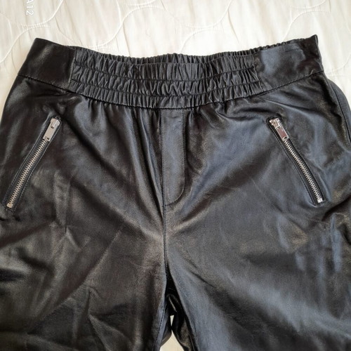 Zara black faux leather pants with silver zippers, new, size L