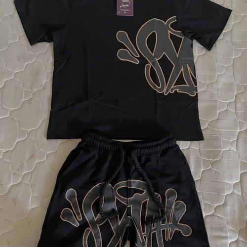 Syna World black summer set with modern streetwear design