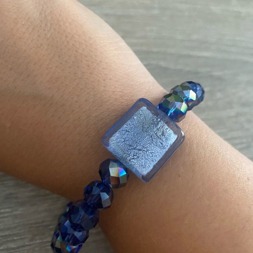 Bracelet with Murano and glass beads new, blue