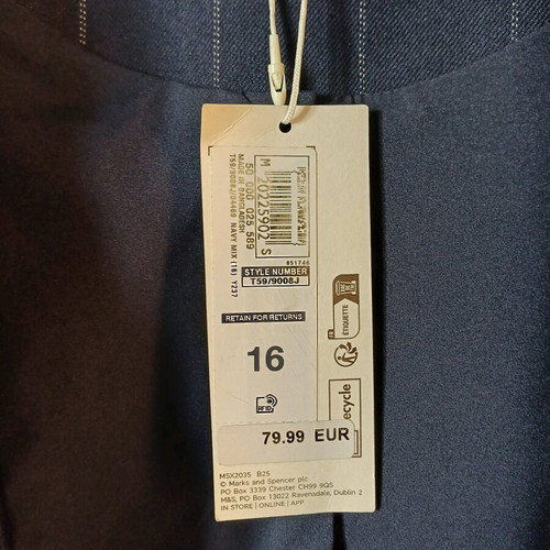 Marks & Spencer women's navy blue collarless jacket new