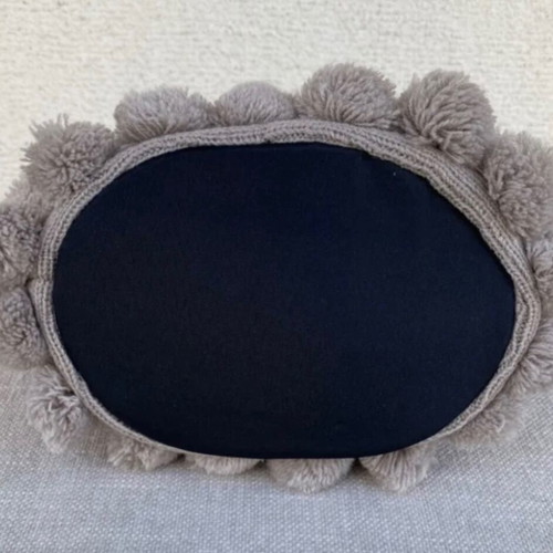 Wool shoulder bag with pom pom used, beige