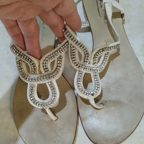Tsakiris Mallas genuine leather sandals 37 flatforms, white