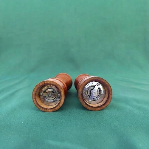 Morel Design pepper and salt mills, solid wood, vintage 1980s-1990s
