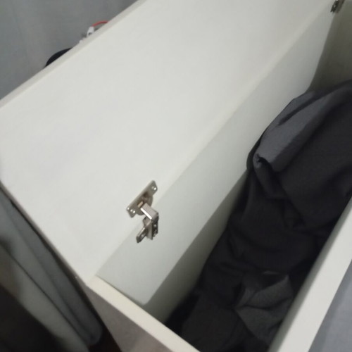 Sofa bed with storage, white and grey wood