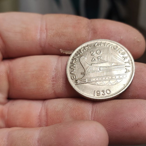 20 Drachmae 1930 Poseidon silver coin like new