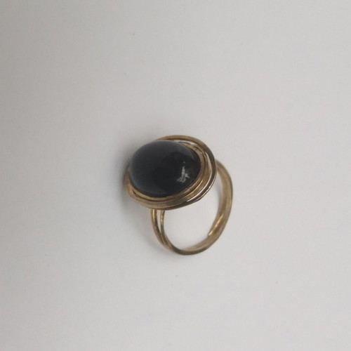 Handmade 925 silver ring gold plated with garnet semi-precious stone new