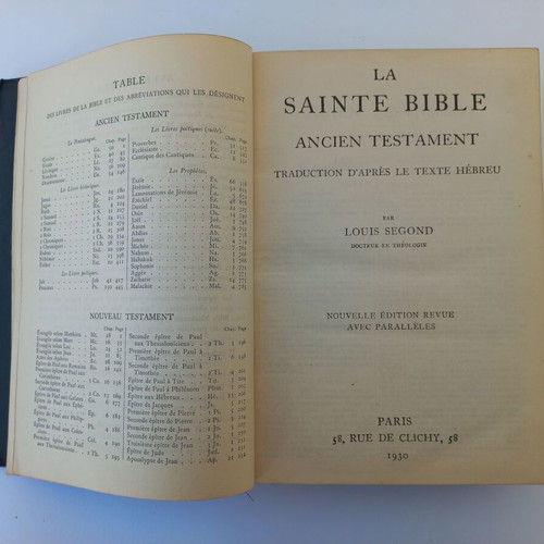 La Sainte Bible book used, French edition 1930