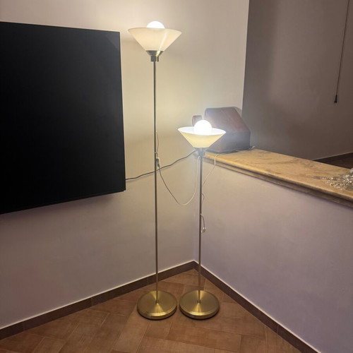 IKEA floor lamps set vintage used, gold-plated, fully functional