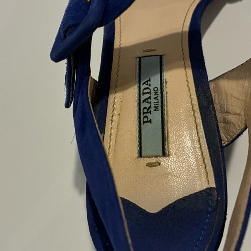 Prada suede sandals used, royal blue, size 37