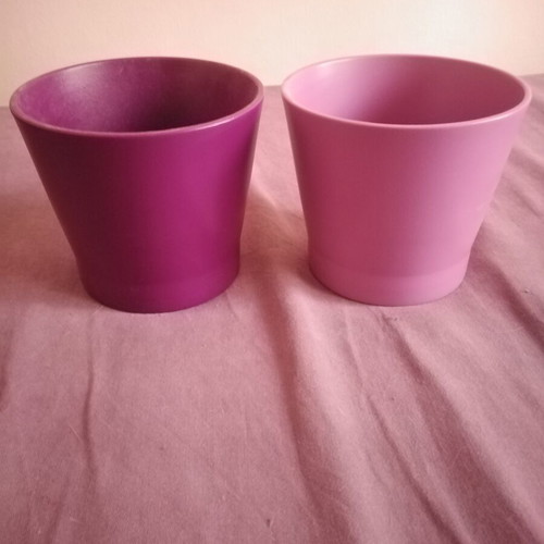 IKEA ceramic flowerpots new, dark purple and light lilac