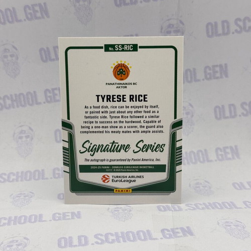 Tyrese Rice Purple Laser Panini Donruss Euroleague Panathinaikos Signature Series card new