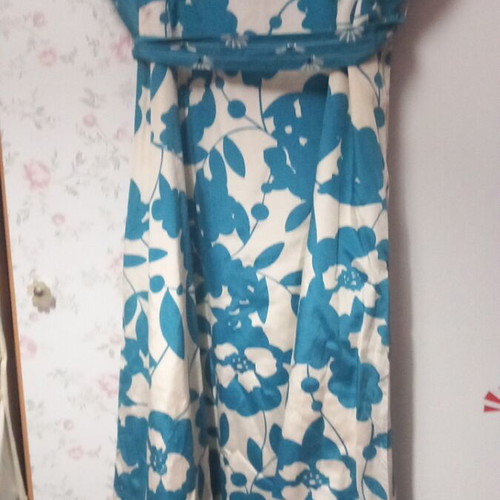 Monsoon summer dress used, white and turquoise, size 20