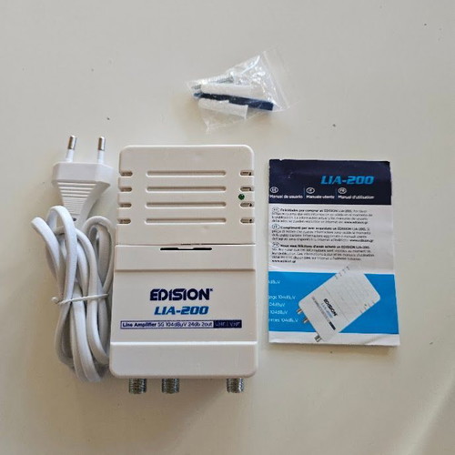 EDISION LIA-200 5G linear antenna amplifier 24dB UHF/VHF with 2 outputs
