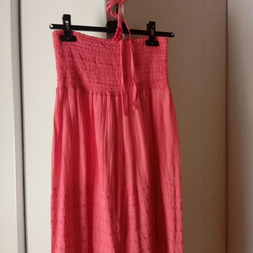 Strapless long dress, faded apple pink, summer style